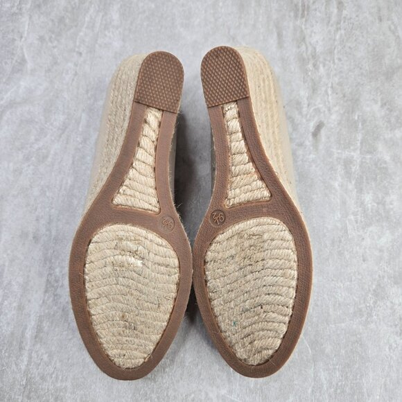 J. Crew Espadrille Wedge Pumps Tan Minimalist Platform Preppyt Slip On Shoes 9.5 - Picture 8 of 13